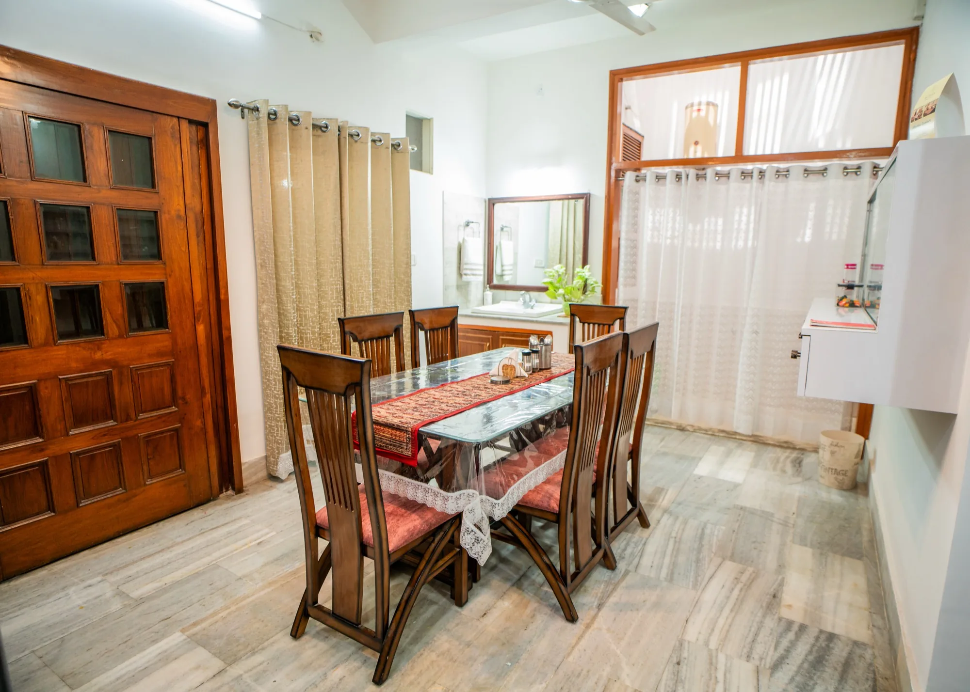 The dining area